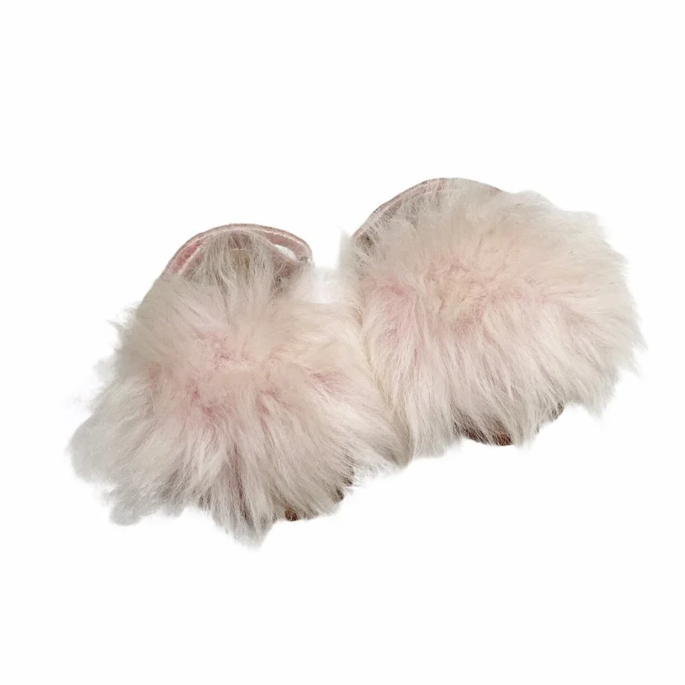 UGG Pink Furry Holly Sandals